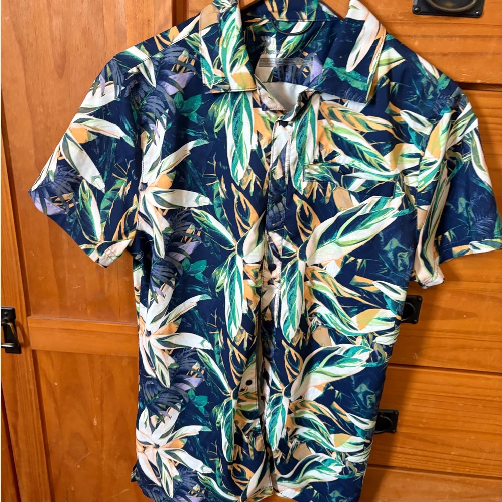 Tropical Leaf Print Men's Shirt